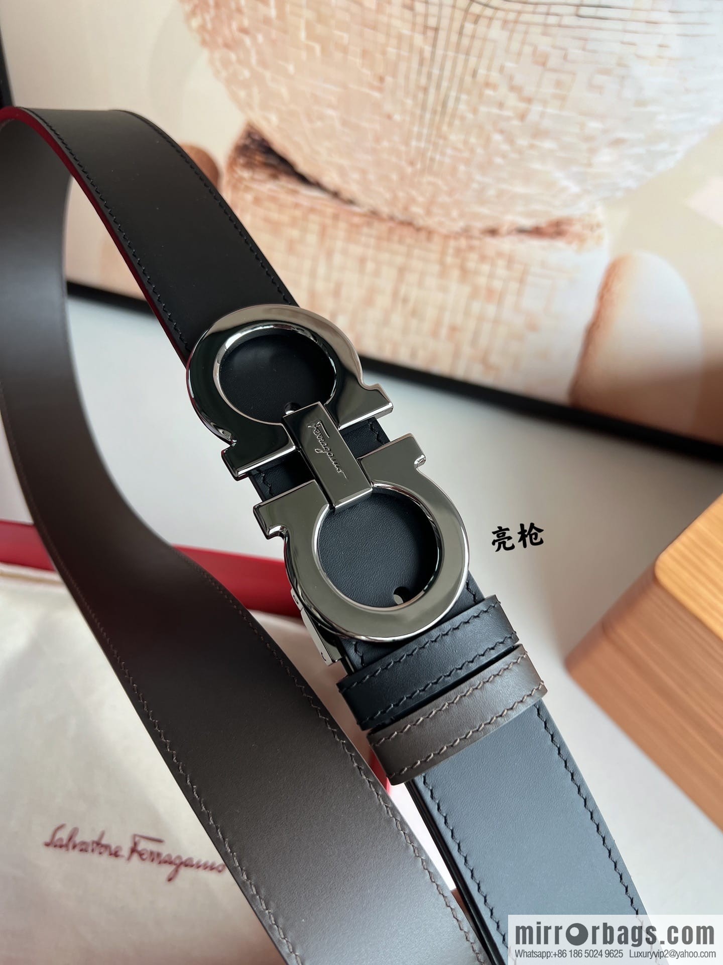 Ferragamo Ferragamo, boutique 8-character counter version metal buckle men's 3.5cm belt