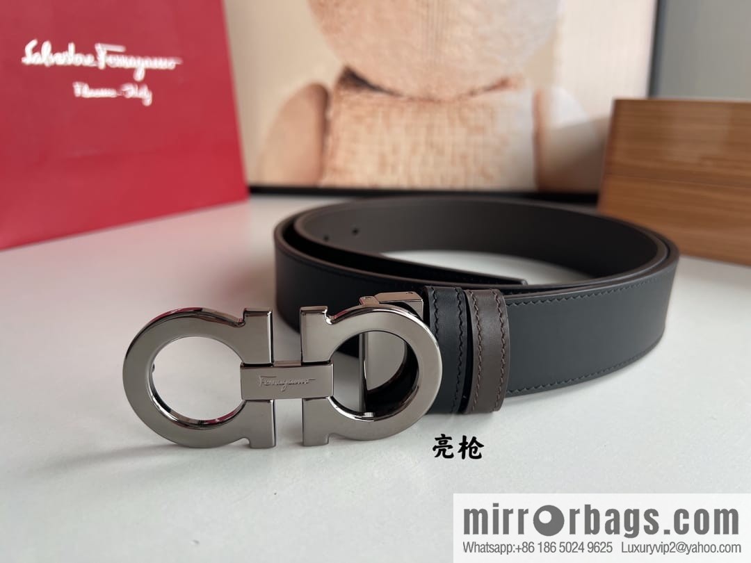 Ferragamo Ferragamo, boutique 8-character counter version metal buckle men's 3.5cm belt