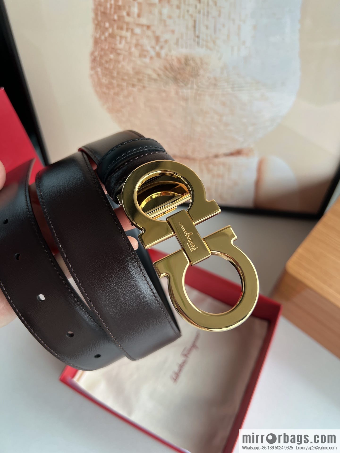 Ferragamo Ferragamo, boutique 8-character counter version metal buckle men's 3.5cm belt