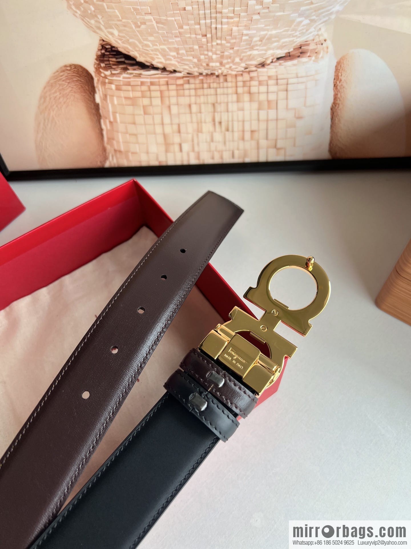 Ferragamo Ferragamo, boutique 8-character counter version metal buckle men's 3.5cm belt