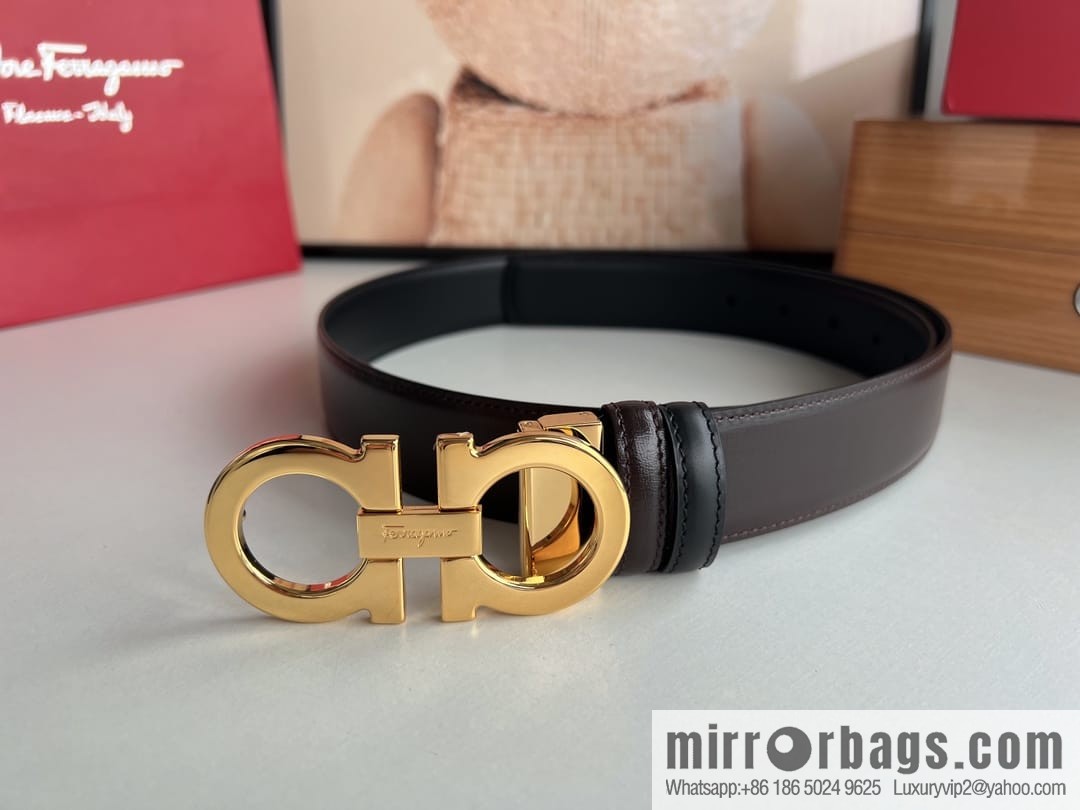 Ferragamo Ferragamo, boutique 8-character counter version metal buckle men's 3.5cm belt