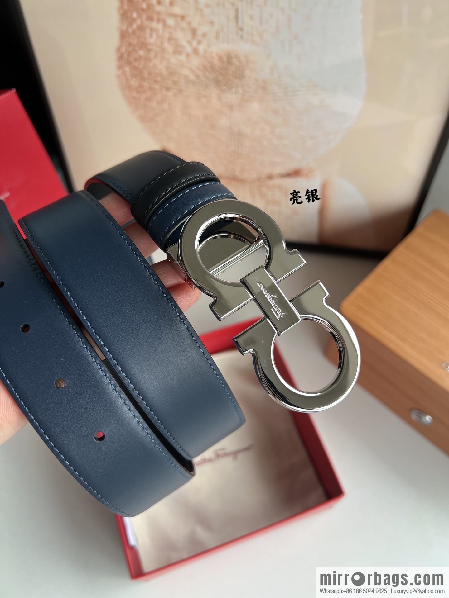 Ferragamo Ferragamo, boutique 8-character counter version metal buckle men's 3.5cm belt