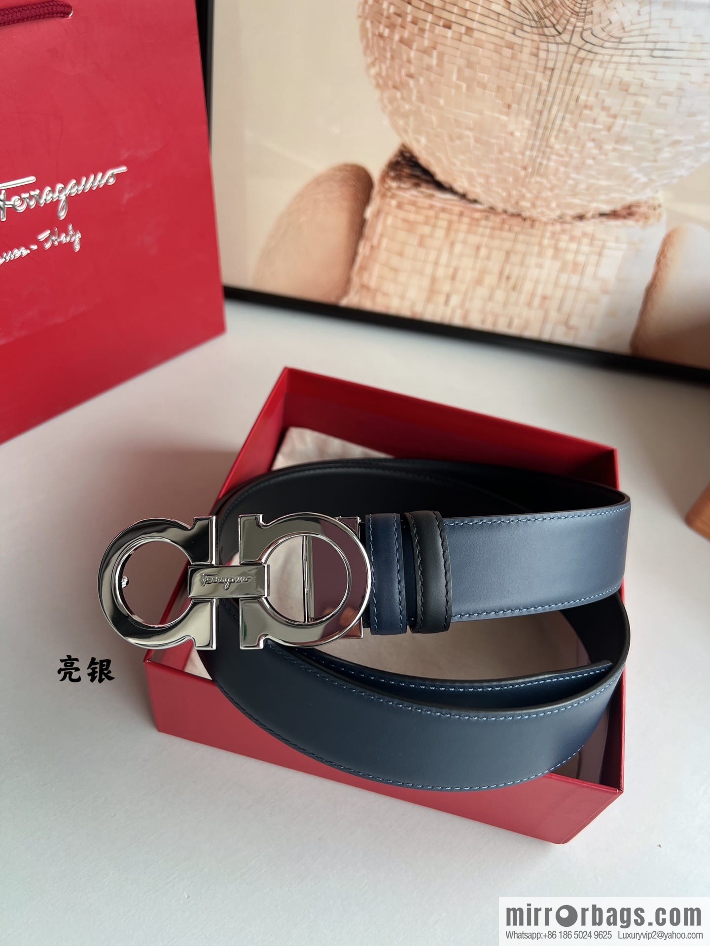 Ferragamo Ferragamo, boutique 8-character counter version metal buckle men's 3.5cm belt