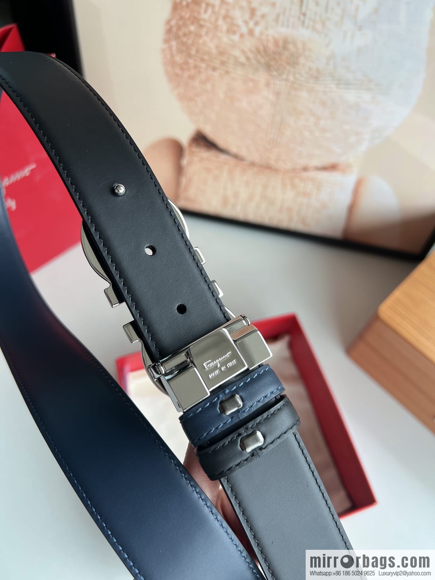 Ferragamo Ferragamo, boutique 8-character counter version metal buckle men's 3.5cm belt