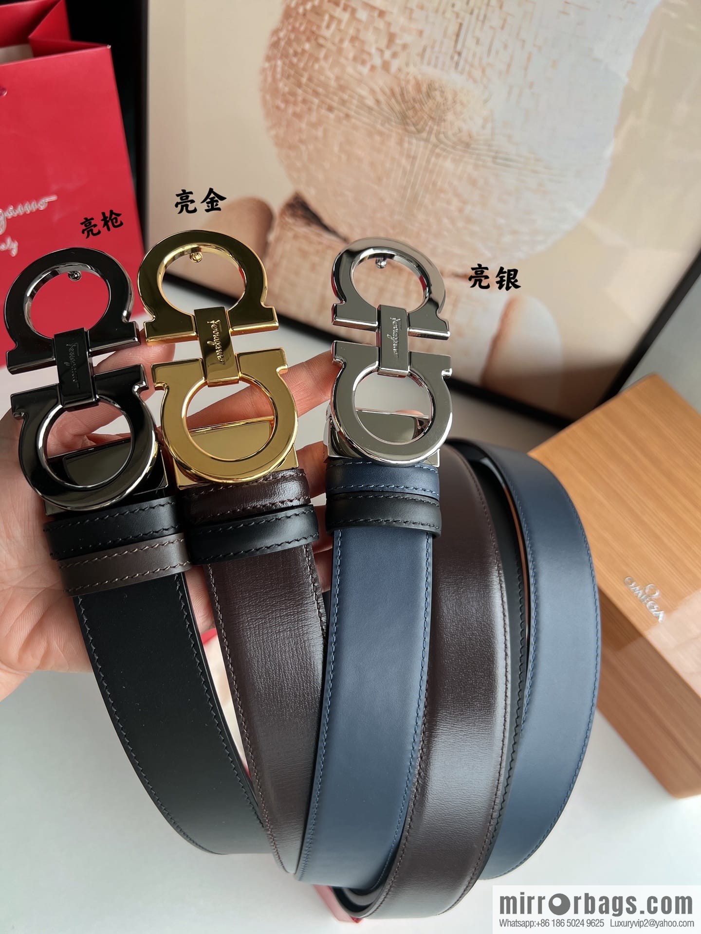 Ferragamo Ferragamo, boutique 8-character counter version metal buckle men's 3.5cm belt