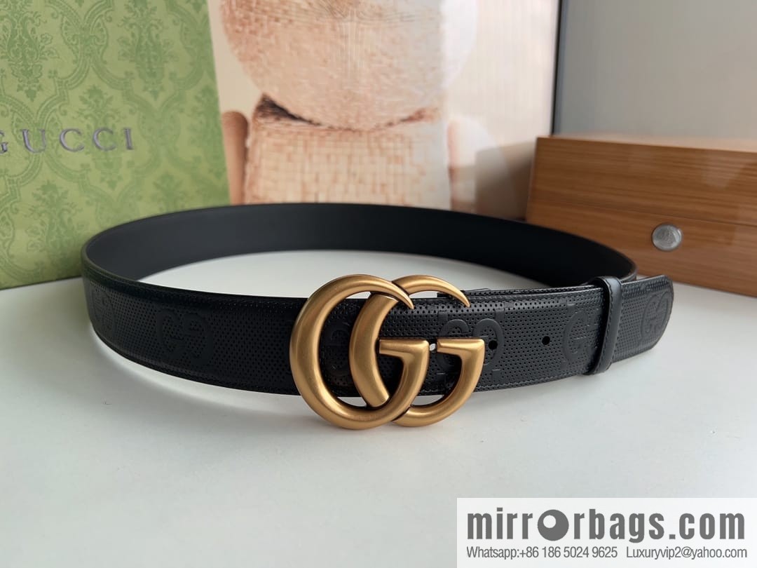 Gucci Gucci, first layer calfskin embossed GG men's 4.0cm belt