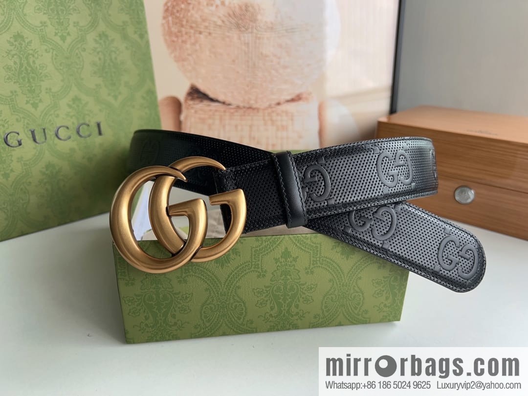 Gucci Gucci, first layer calfskin embossed GG men's 4.0cm belt