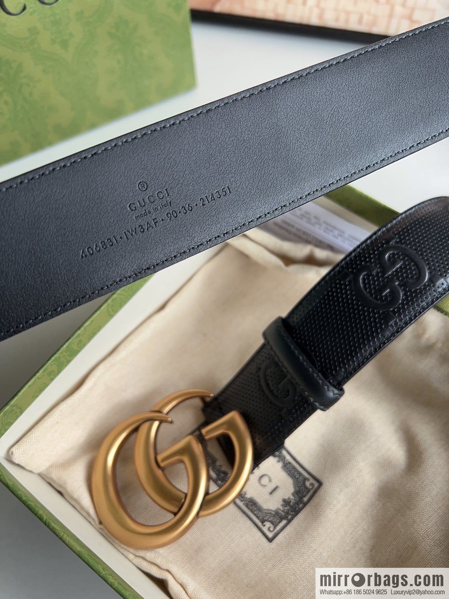 Gucci Gucci, first layer calfskin embossed GG men's 4.0cm belt
