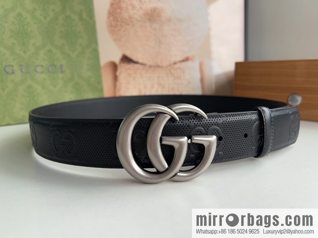 Gucci Gucci, first layer calfskin embossed GG men's 4.0cm belt