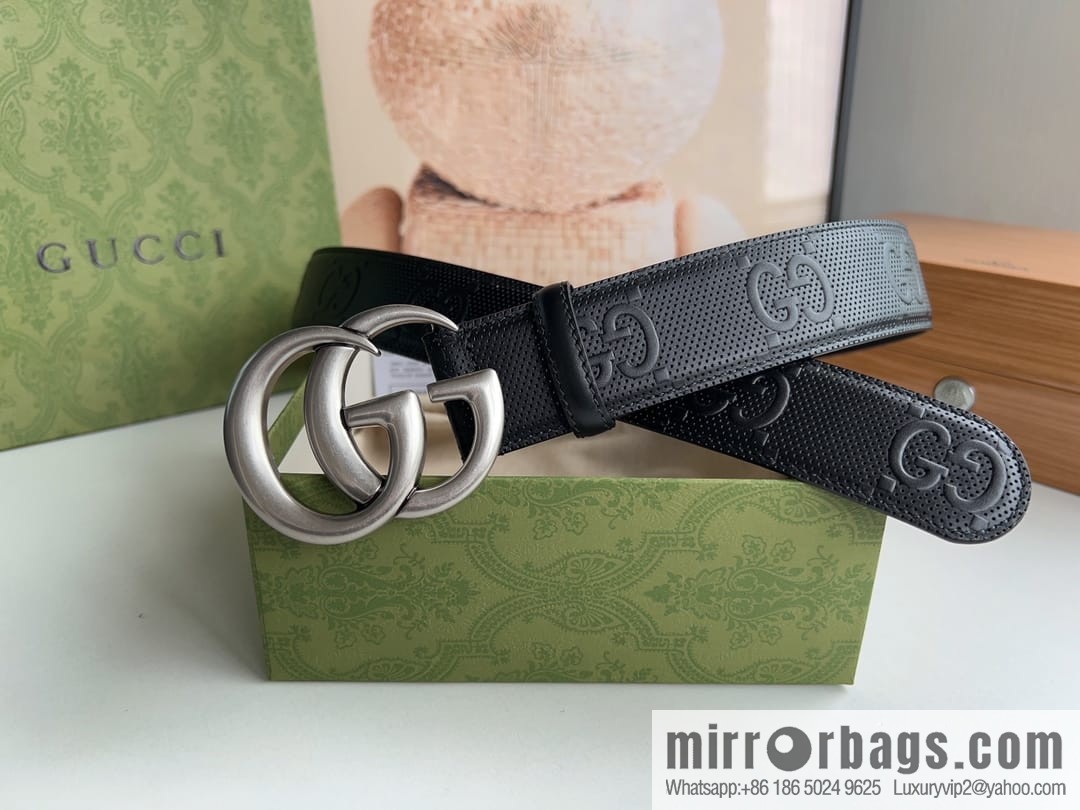 Gucci Gucci, first layer calfskin embossed GG men's 4.0cm belt