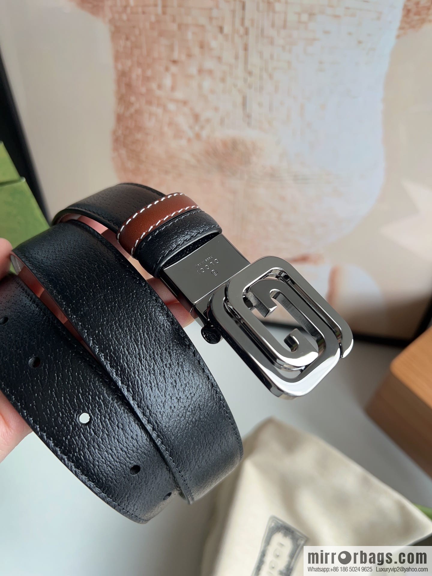 Gucci Gucci, square interlocking double G-buckle men's 3.0cm belt
