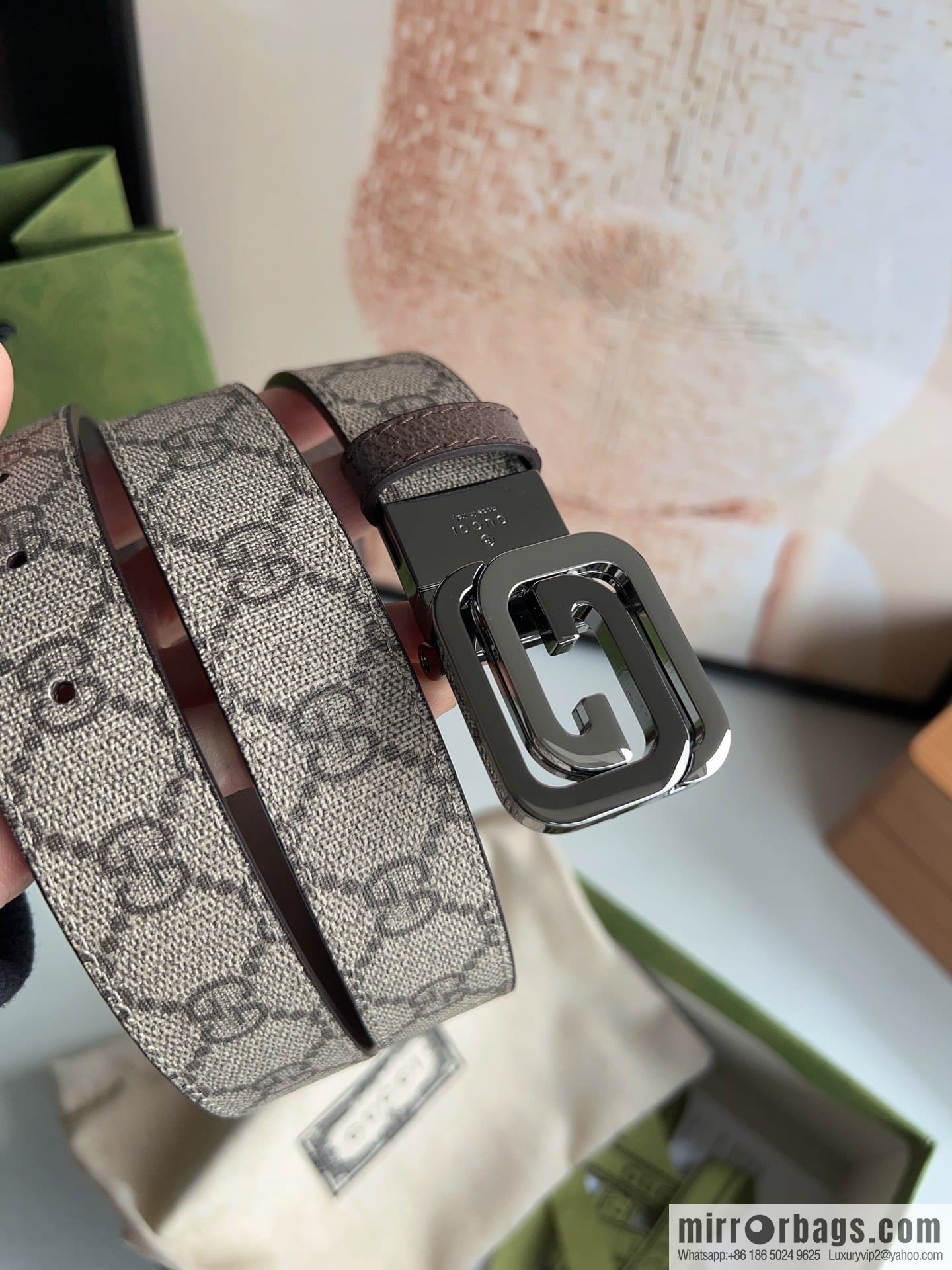 Gucci Gucci, square interlocking double G-buckle men's 3.0cm belt