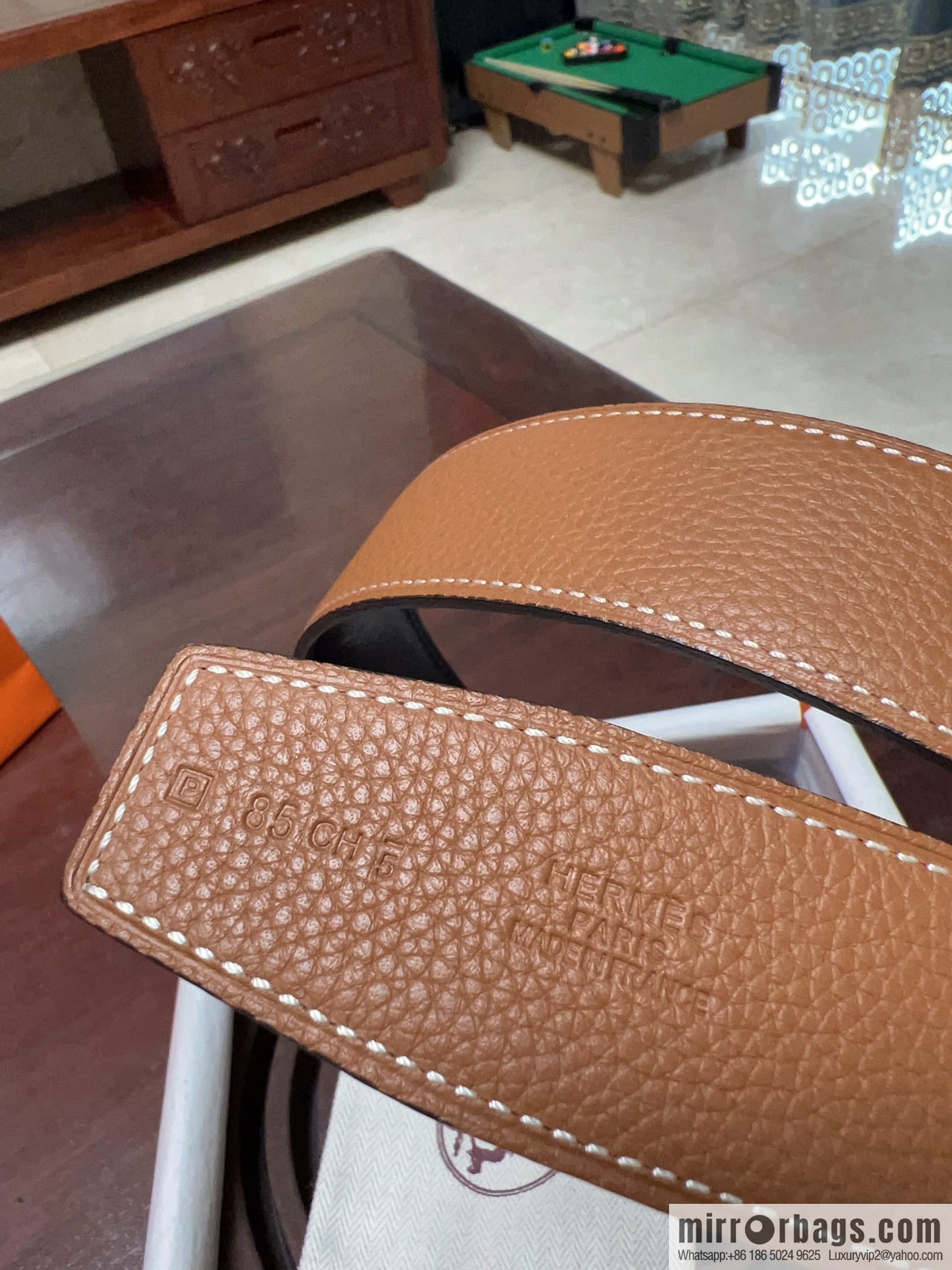 Hermes H four-corner solder joint brushed gold/palladium buckle imported togo leather calfskin 38mm belt