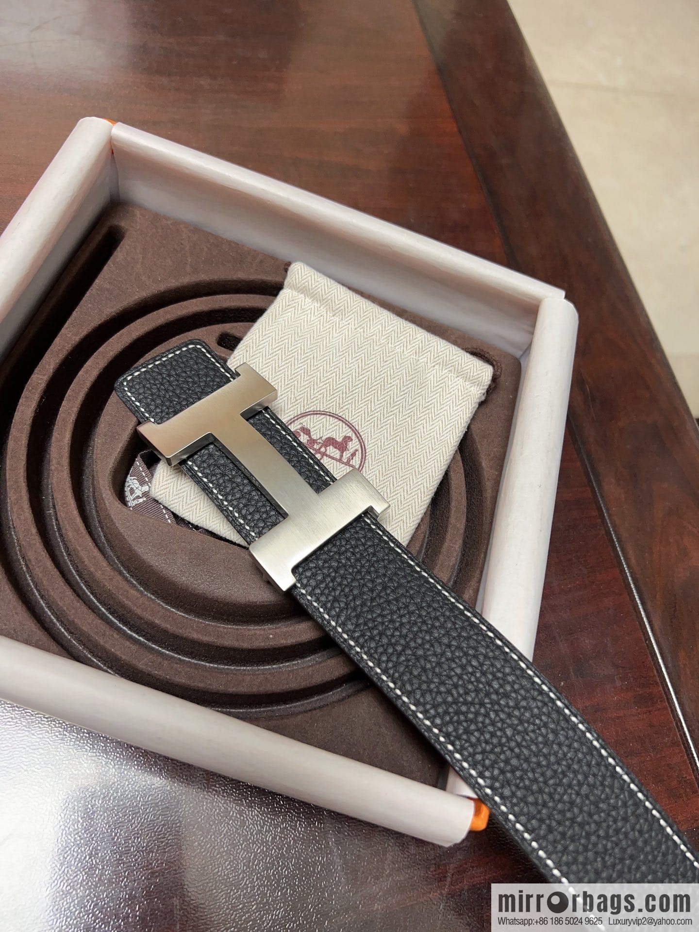 Hermes H four-corner solder joint brushed gold/palladium buckle imported togo leather calfskin 38mm belt