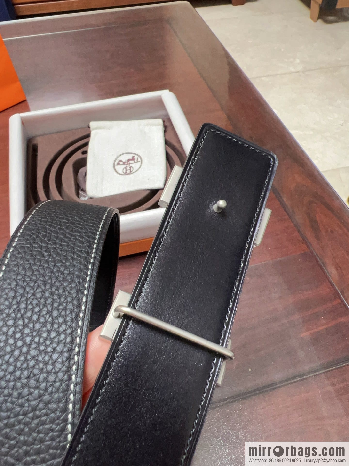 Hermes H four-corner solder joint brushed gold/palladium buckle imported togo leather calfskin 38mm belt