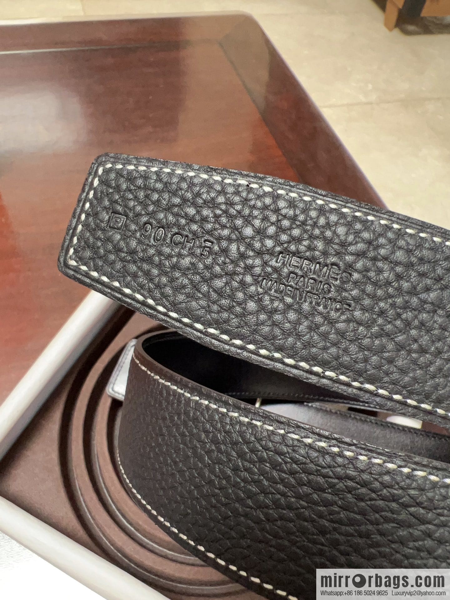 Hermes H four-corner solder joint brushed gold/palladium buckle imported togo leather calfskin 38mm belt