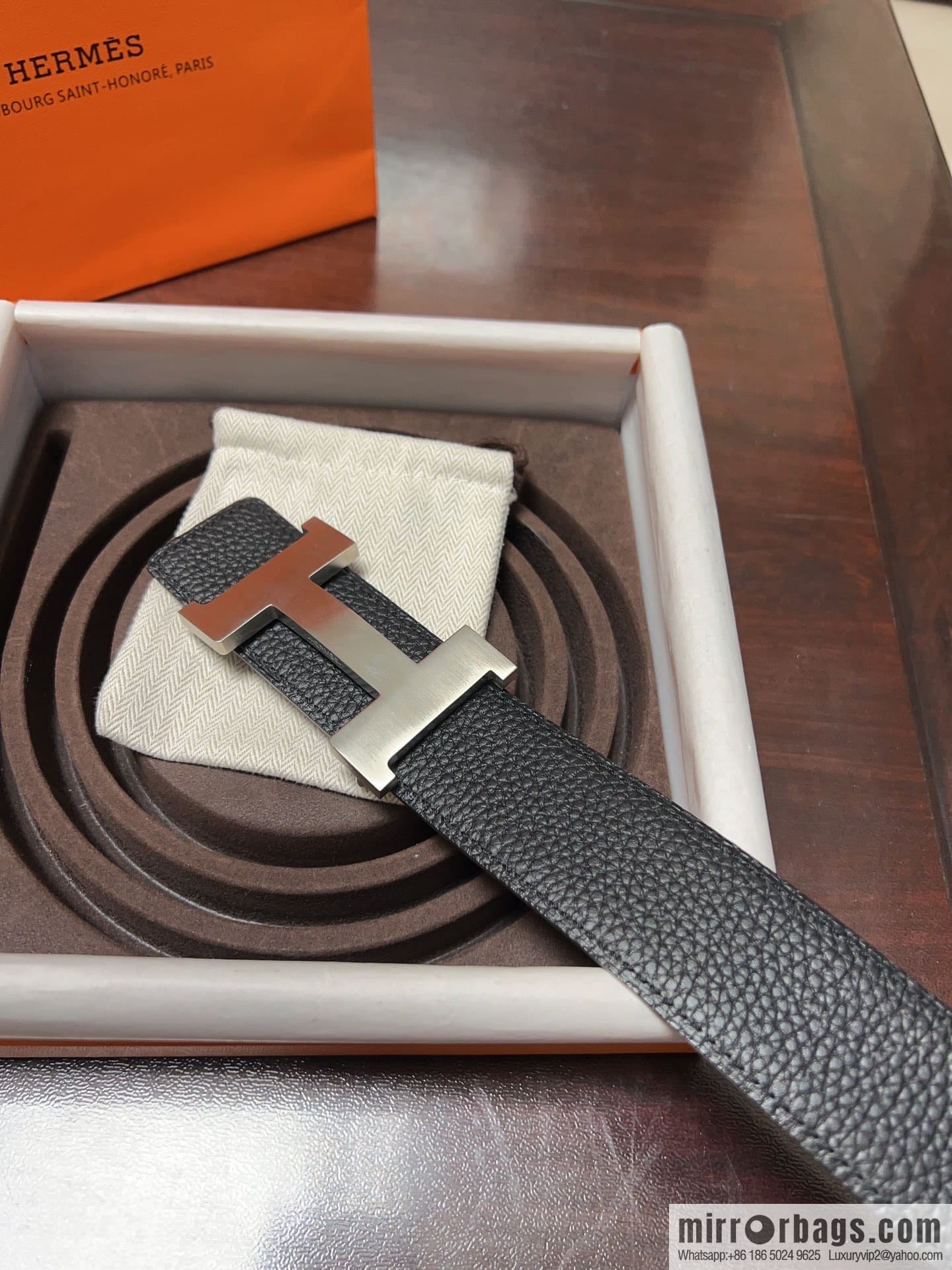Hermes H four-corner solder joint brushed gold/palladium buckle imported togo leather calfskin 38mm belt