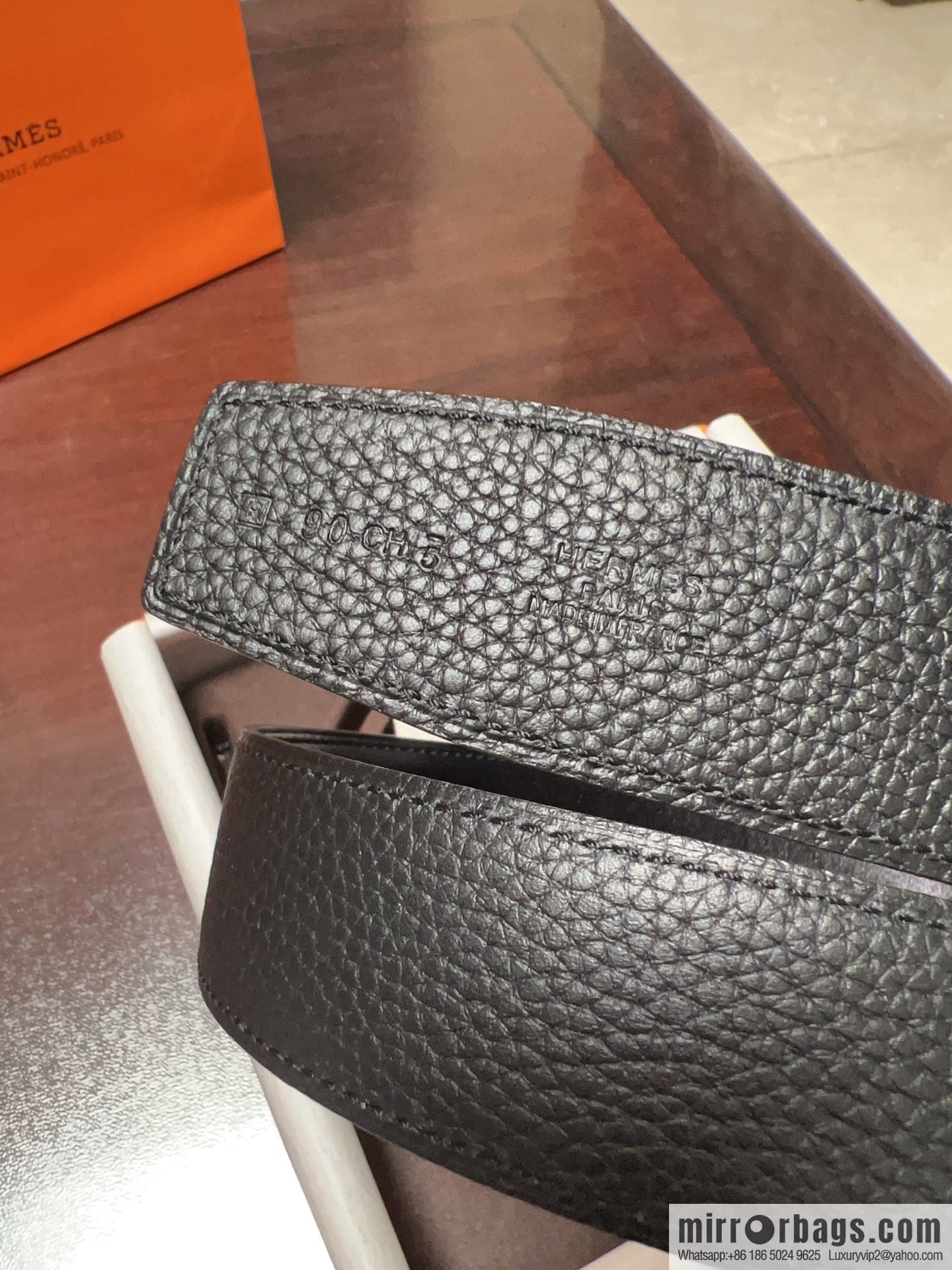 Hermes H four-corner solder joint brushed gold/palladium buckle imported togo leather calfskin 38mm belt