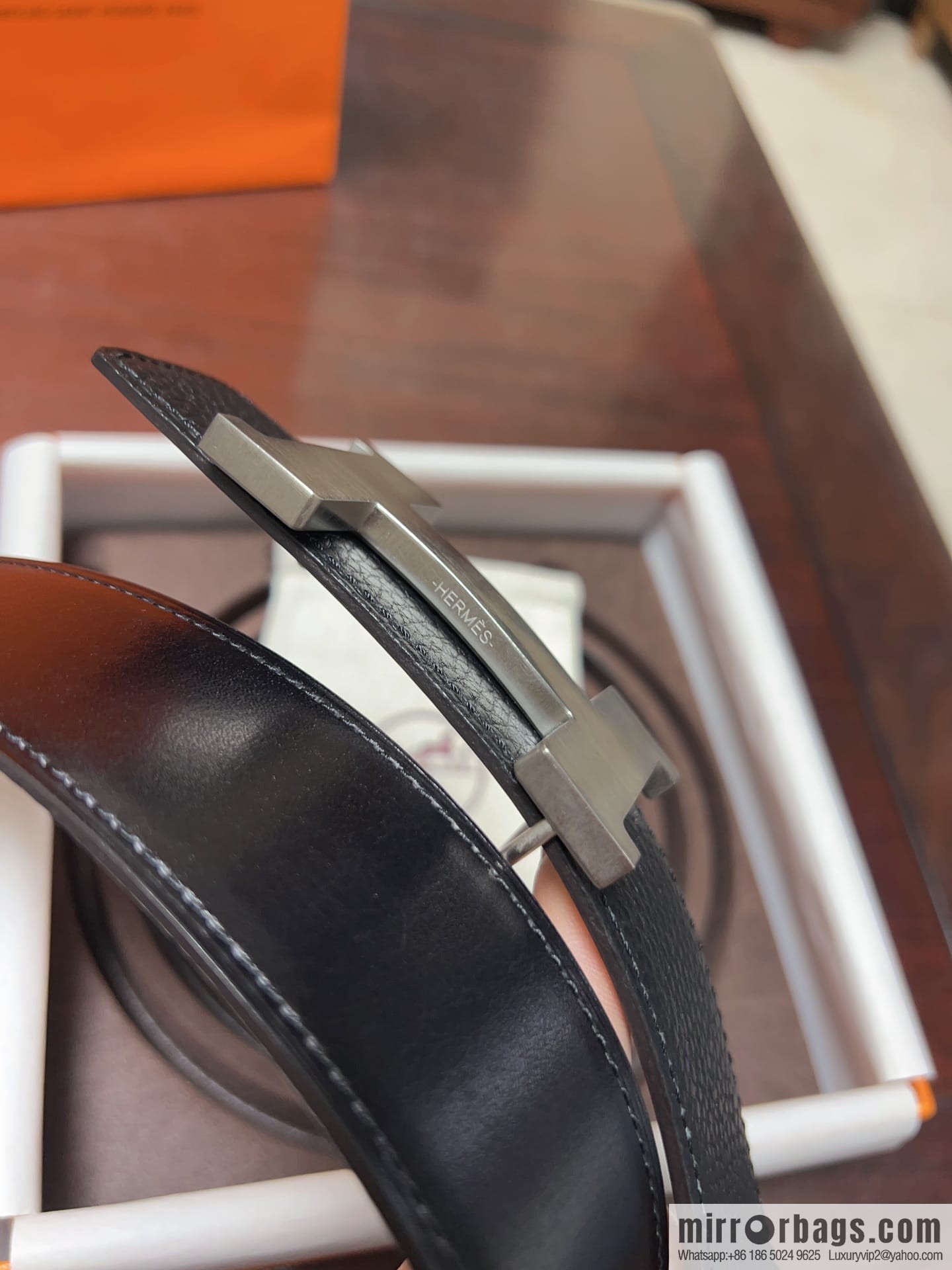 Hermes H four-corner solder joint brushed gold/palladium buckle imported togo leather calfskin 38mm belt