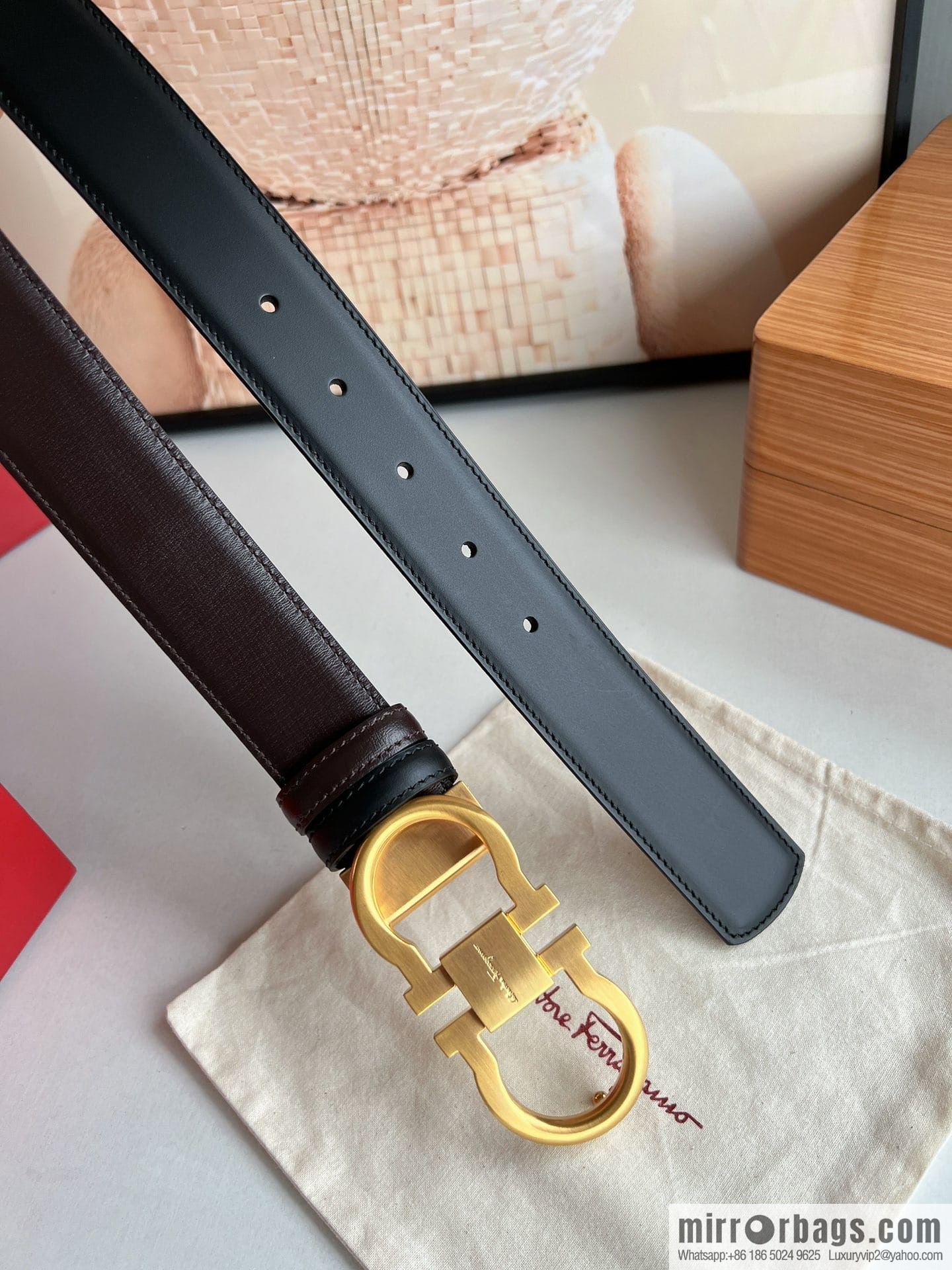 Ferragamo Ferragamo, boutique 8-character counter version metal buckle men's 3.5cm belt