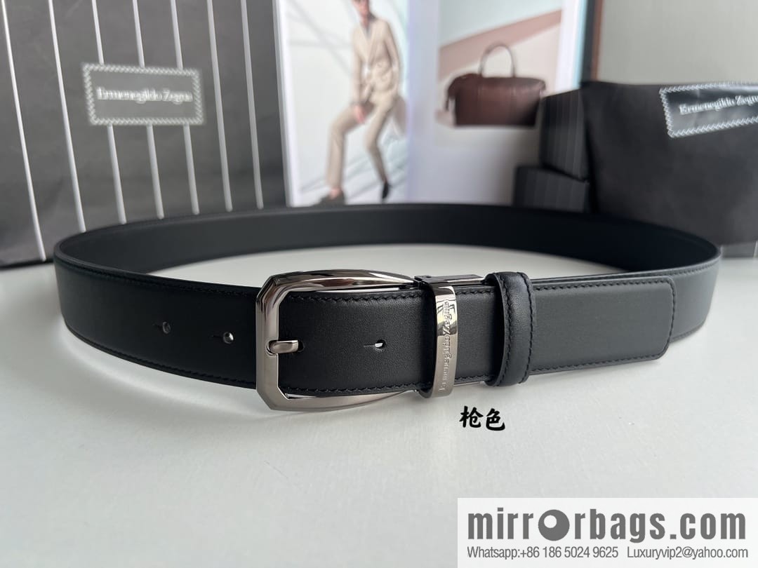 Ermengildo. Zein Zegna men's business leisure rotating pin buckle imported first layer cowhide belt 3.5cm