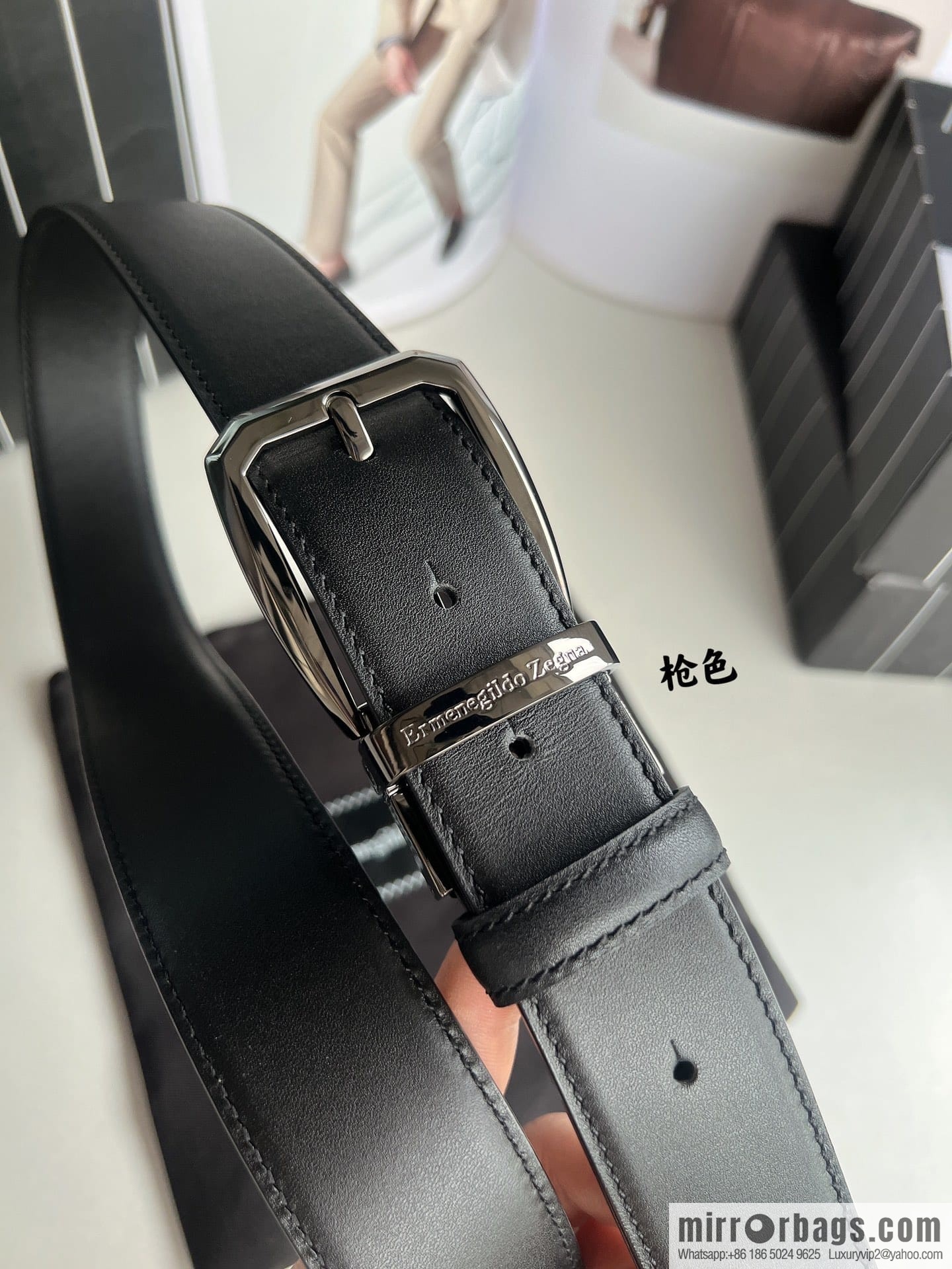 Ermengildo. Zein Zegna men's business leisure rotating pin buckle imported first layer cowhide belt 3.5cm