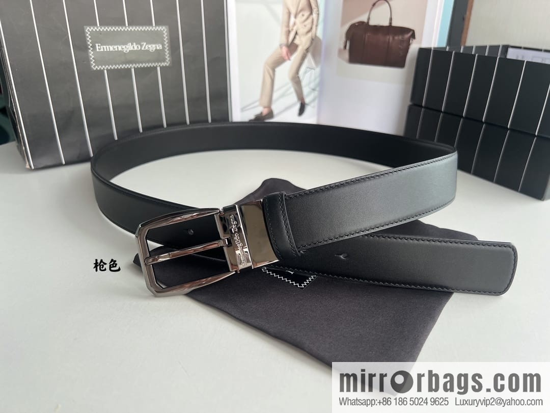 Ermengildo. Zein Zegna men's business leisure rotating pin buckle imported first layer cowhide belt 3.5cm