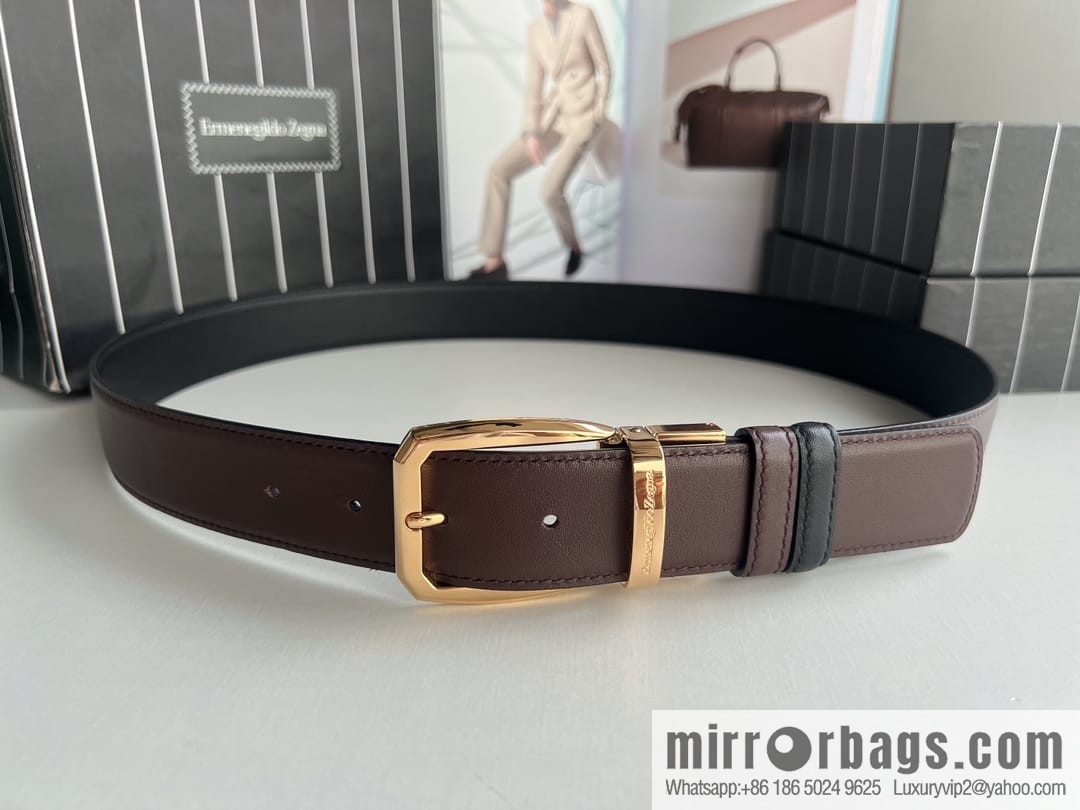 Ermengildo. Zein Zegna men's business leisure rotating pin buckle imported first layer cowhide belt 3.5cm