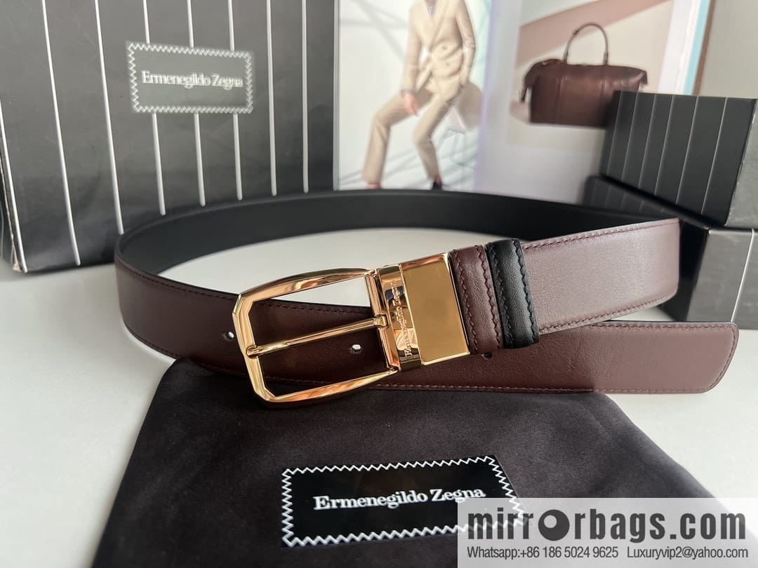 Ermengildo. Zein Zegna men's business leisure rotating pin buckle imported first layer cowhide belt 3.5cm