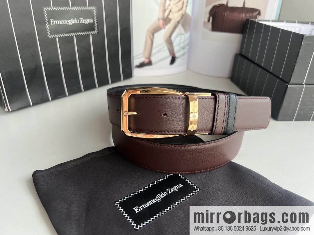 Ermengildo. Zein Zegna men's business leisure rotating pin buckle imported first layer cowhide belt 3.5cm