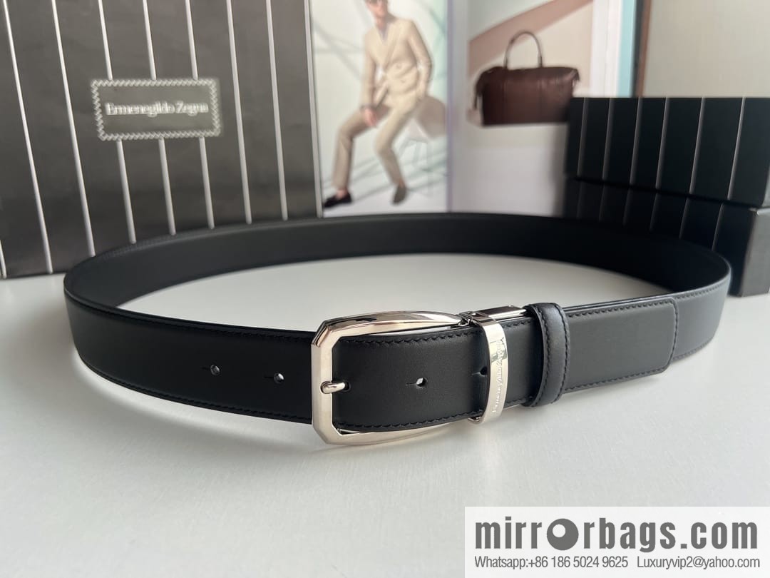 Ermengildo. Zein Zegna men's business leisure rotating pin buckle imported first layer cowhide belt 3.5cm