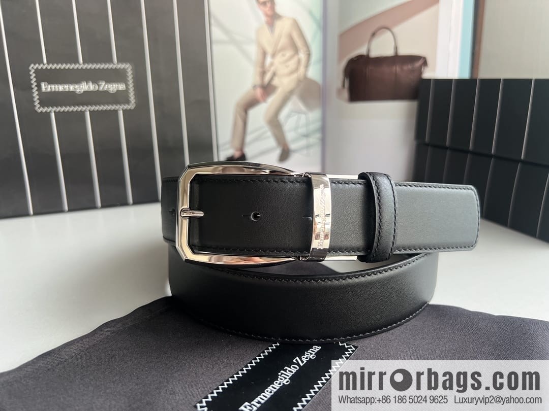 Ermengildo. Zein Zegna men's business leisure rotating pin buckle imported first layer cowhide belt 3.5cm