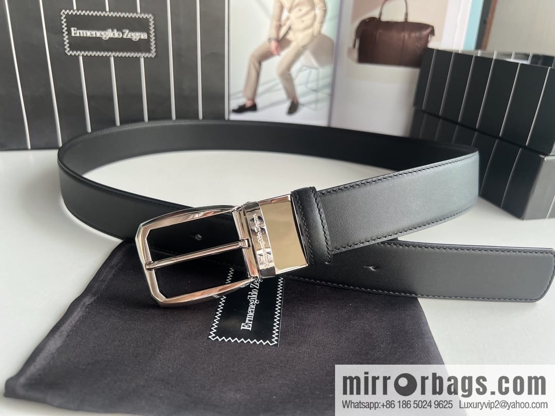 Ermengildo. Zein Zegna men's business leisure rotating pin buckle imported first layer cowhide belt 3.5cm