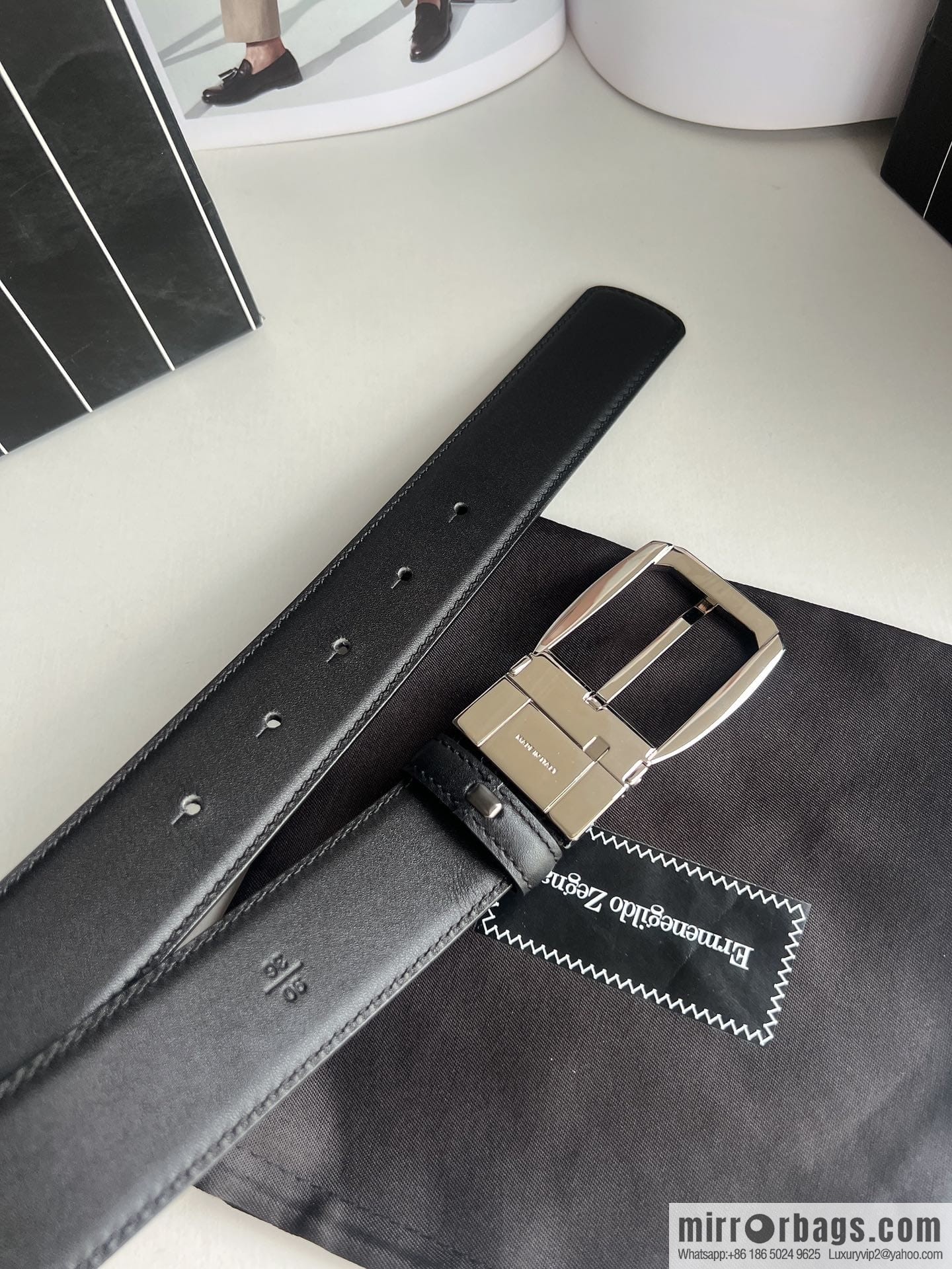 Ermengildo. Zein Zegna men's business leisure rotating pin buckle imported first layer cowhide belt 3.5cm