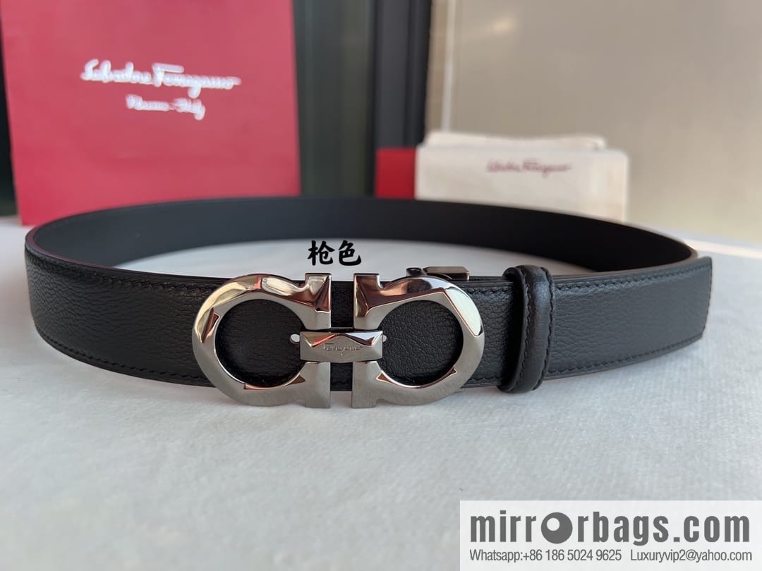Ferragamo Ferragamo, First Cowhide Sheep Textured Men's 3.5 Belt