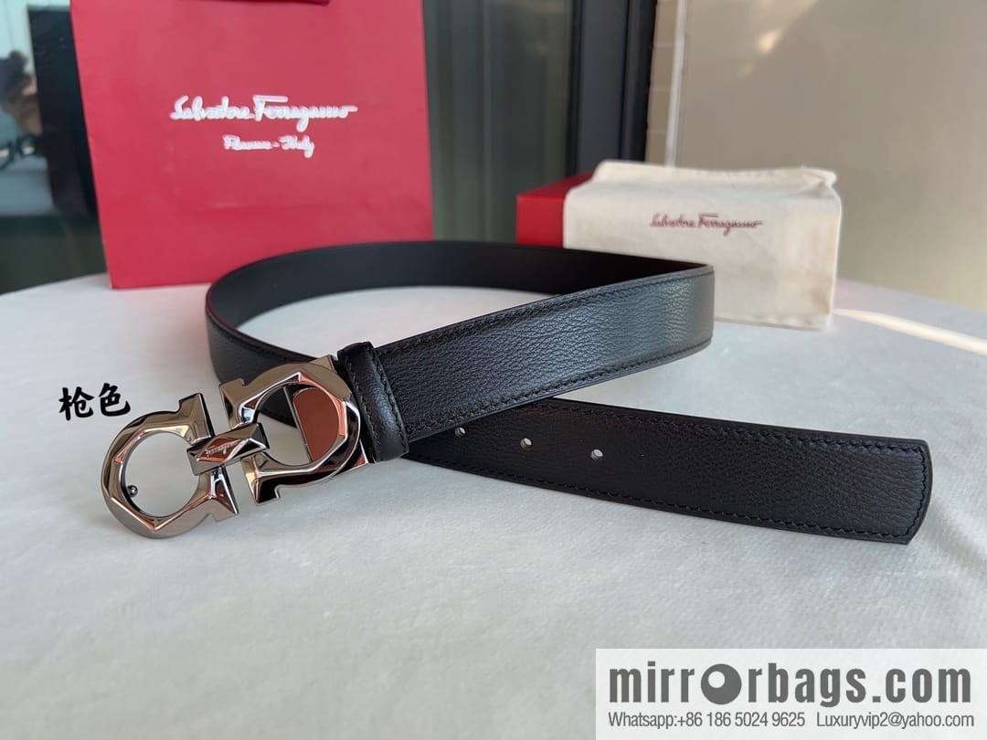 Ferragamo Ferragamo, First Cowhide Sheep Textured Men's 3.5 Belt
