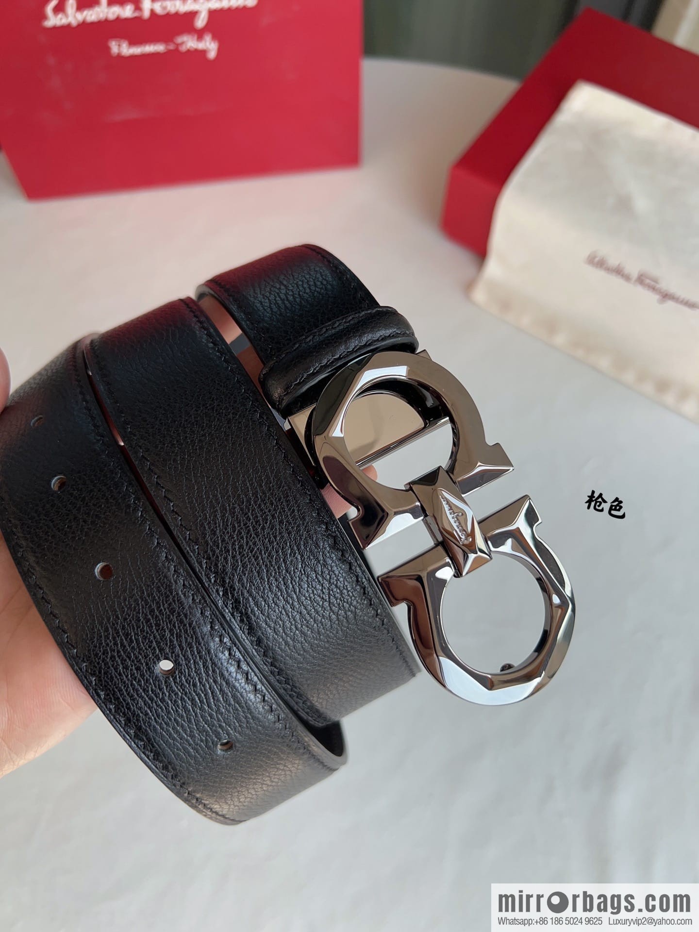 Ferragamo Ferragamo, First Cowhide Sheep Textured Men's 3.5 Belt