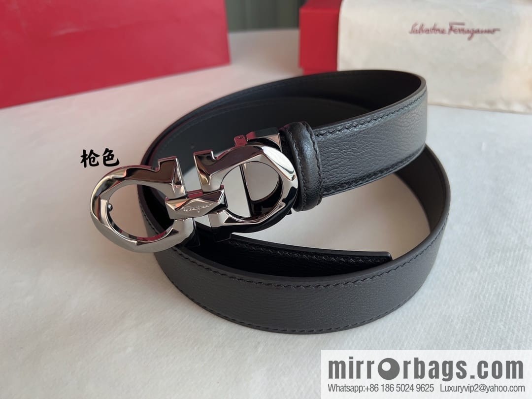 Ferragamo Ferragamo, First Cowhide Sheep Textured Men's 3.5 Belt