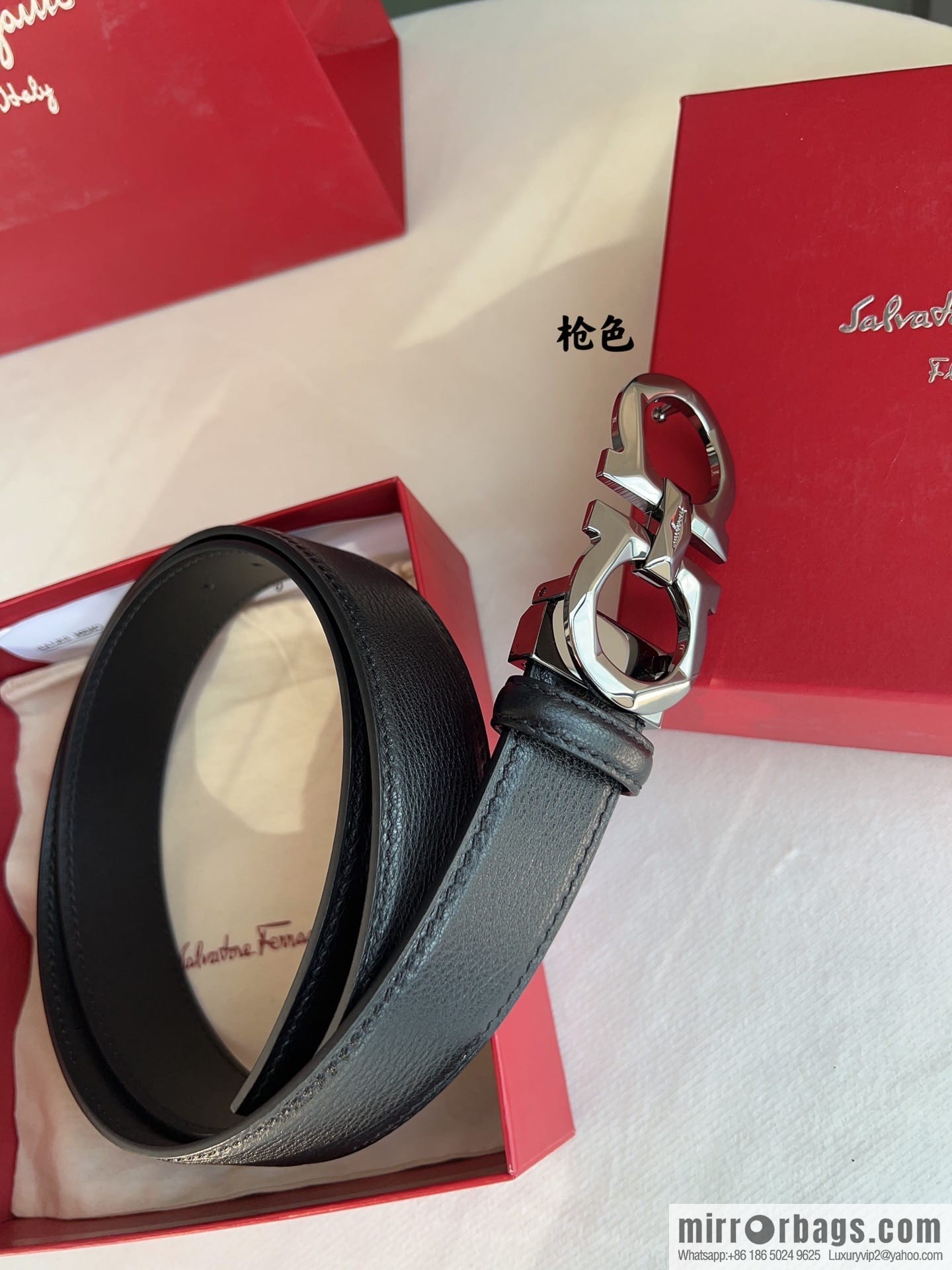 Ferragamo Ferragamo, First Cowhide Sheep Textured Men's 3.5 Belt