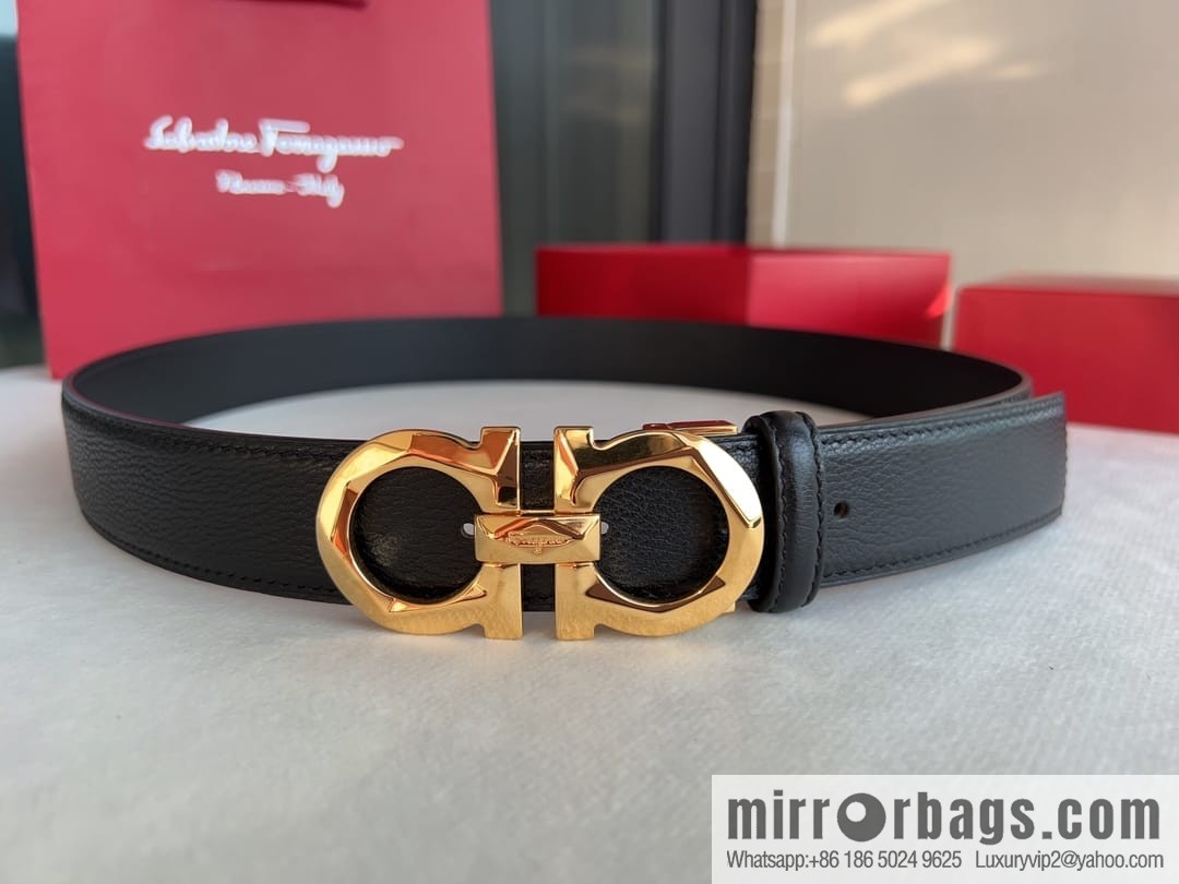 Ferragamo Ferragamo, First Cowhide Sheep Textured Men's 3.5 Belt
