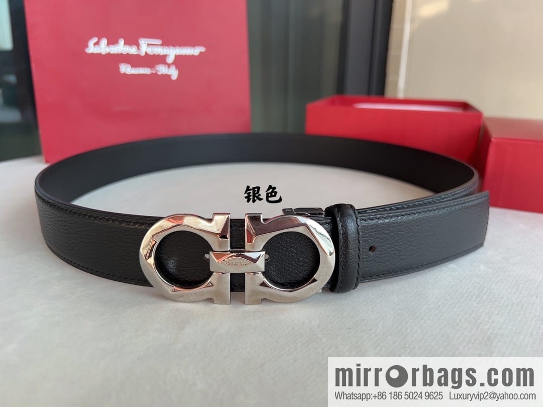 Ferragamo Ferragamo, First Cowhide Sheep Textured Men's 3.5 Belt