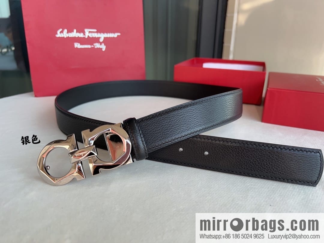 Ferragamo Ferragamo, First Cowhide Sheep Textured Men's 3.5 Belt