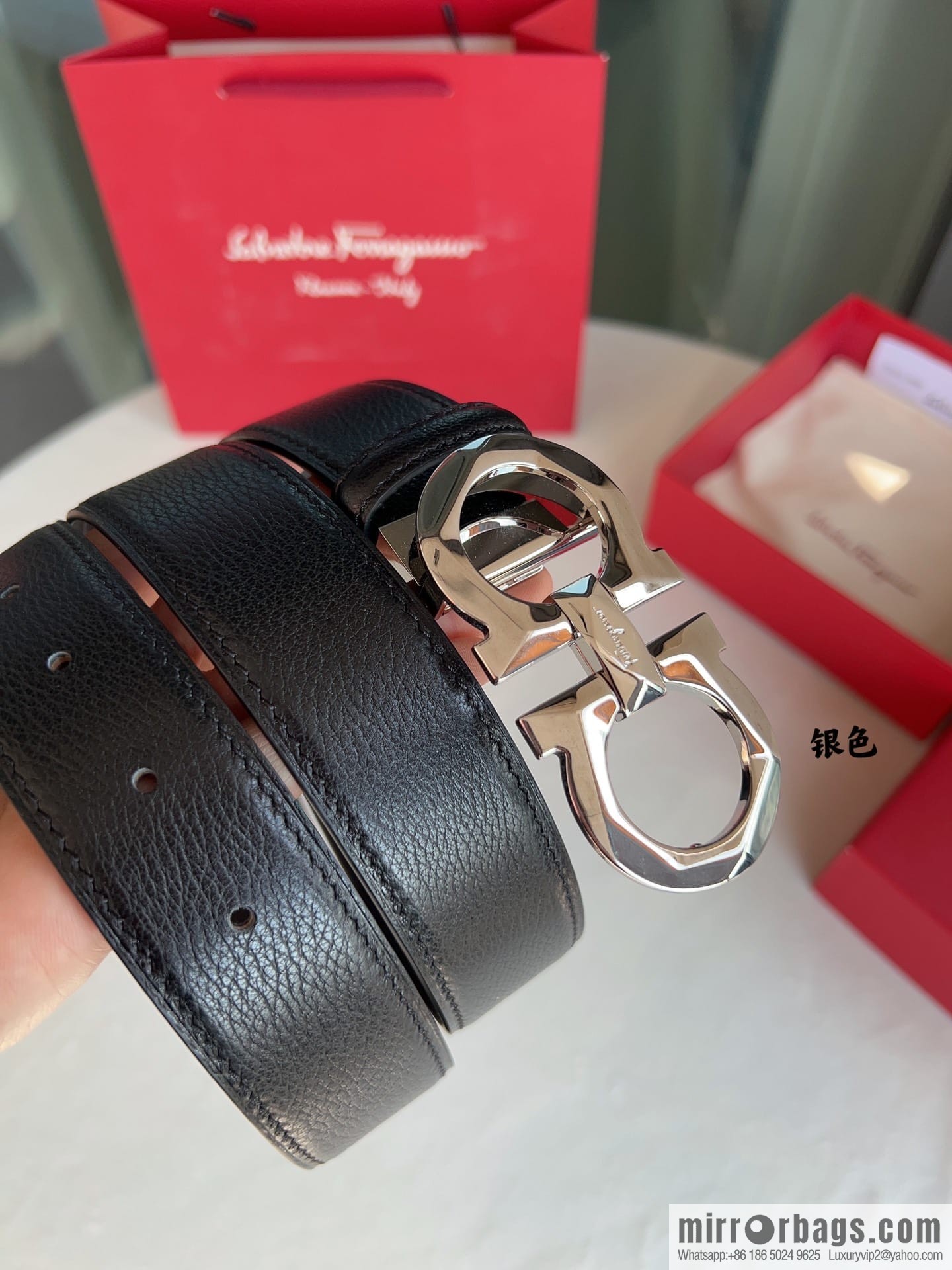 Ferragamo Ferragamo, First Cowhide Sheep Textured Men's 3.5 Belt