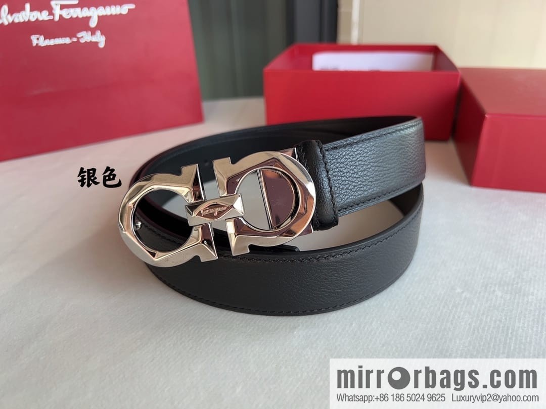 Ferragamo Ferragamo, First Cowhide Sheep Textured Men's 3.5 Belt
