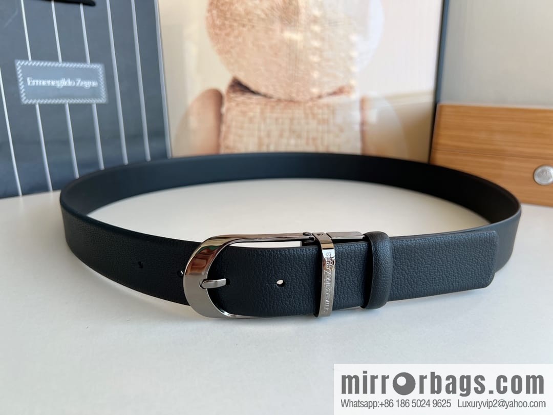 Zegna, black imported cowhide material belt men 3.5cm
