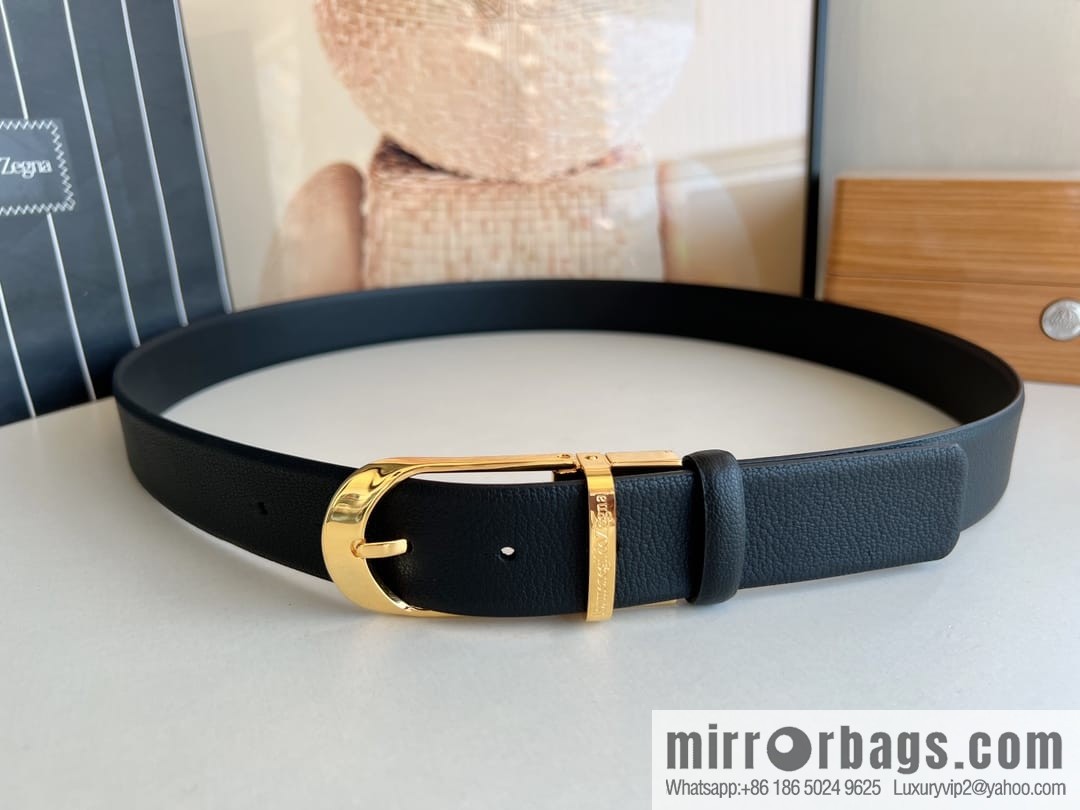 Zegna, black imported cowhide material belt men 3.5cm