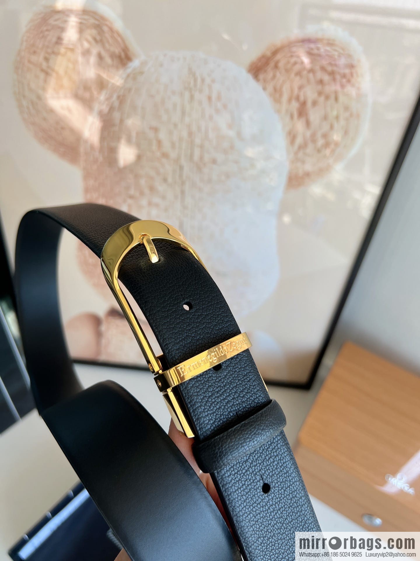Zegna, black imported cowhide material belt men 3.5cm