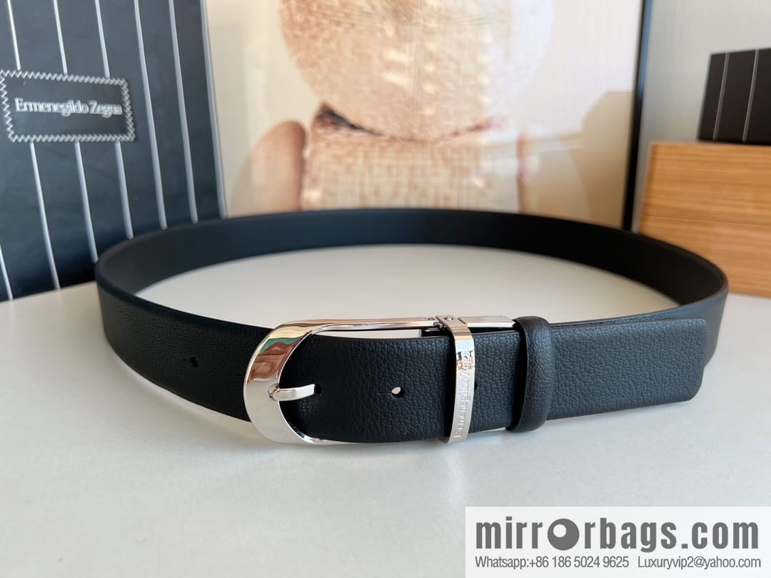 Zegna, black imported cowhide material belt men 3.5cm
