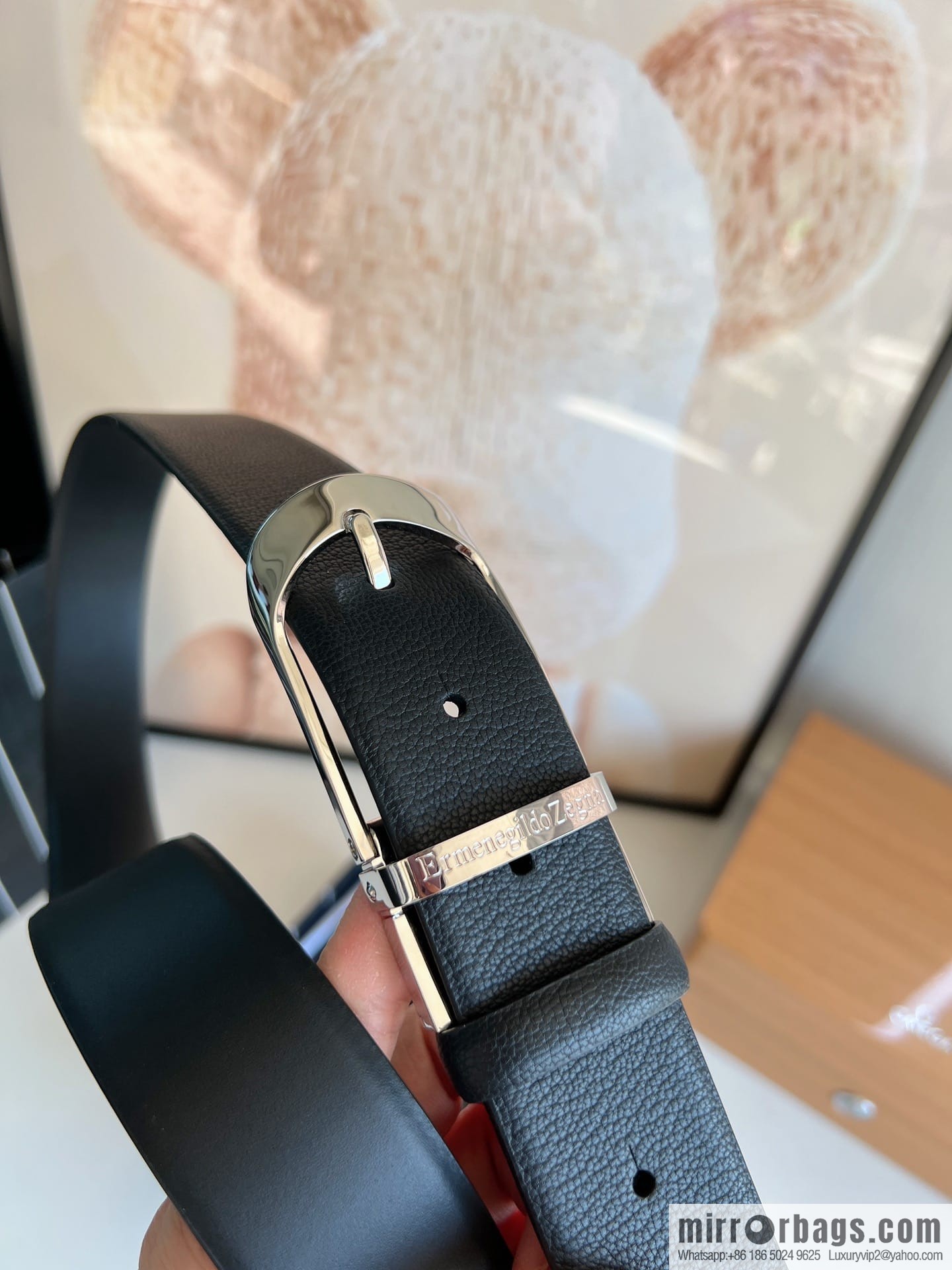 Zegna, black imported cowhide material belt men 3.5cm