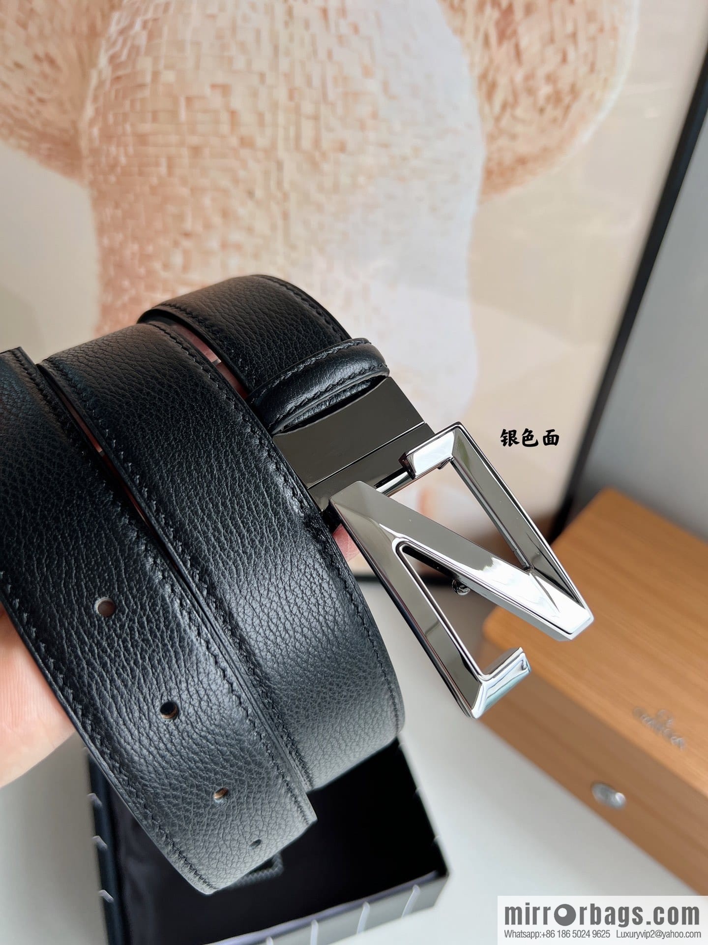 Zegna, double-sided first-layer cowhide sheepskin texture belt men 3.5cm